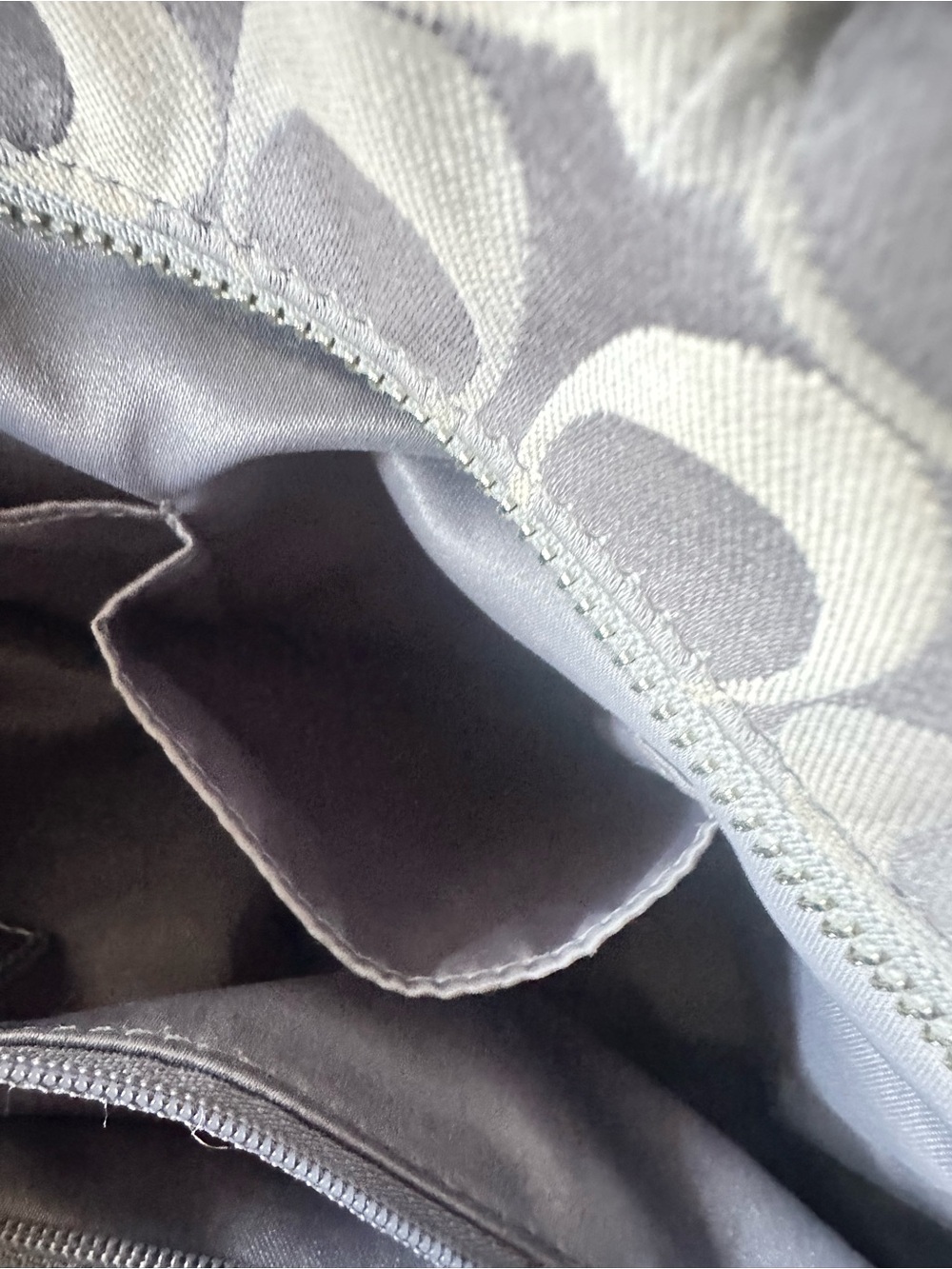 ✨AUTHENTIC✨ Coach Signature Monogram Satin Signature Shoulder Bag Gray/Silver - Picture 9 of 11